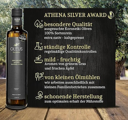 Oleus griechisches extra natives Olivenöl 2x500ml + Balsamico 250ml - Limitierte Vorbestellung: Frisches Olivenöl in 1-3 Wochen geliefert