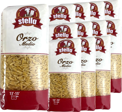 Stella Orzo - Kritharaki griechische Reisnudeln - 12x500g + feines Kalas Salz 250g