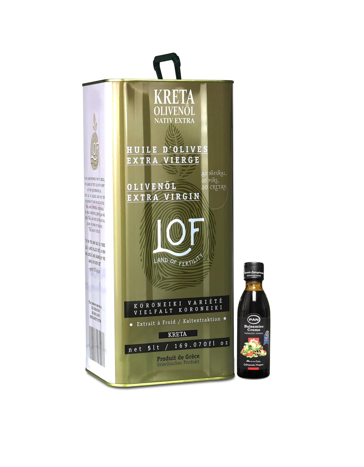 Kreta LOF griechisches Olivenöl 5 Liter extra nativ Kanister + Balsamico Creme 250g