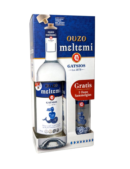 Ouzo Meltemi Gatsios 700ml + Geschenkbox + Ouzo Glas