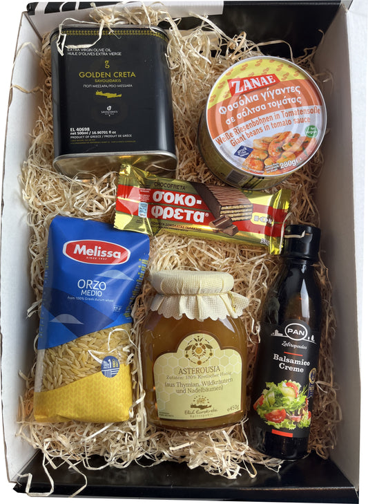 Kreta Öl Box OREA-Feinkost.de - Olivenöl Geschenk Box, Präsentkorb  + Grußkarte